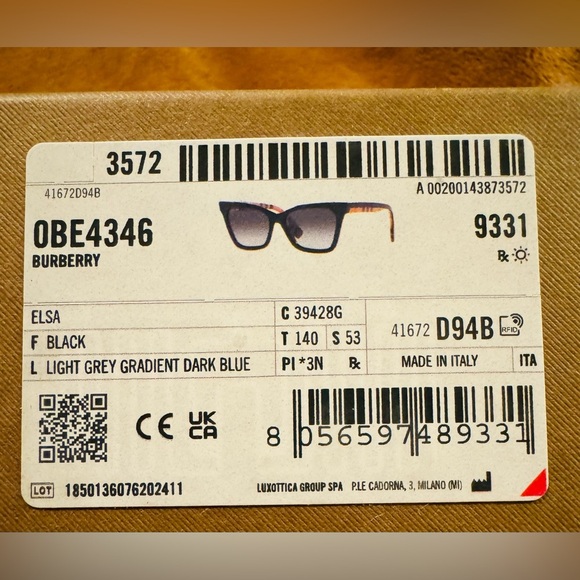 NWT BURBERRY Black Vintage Sunglasses - Picture 8 of 11